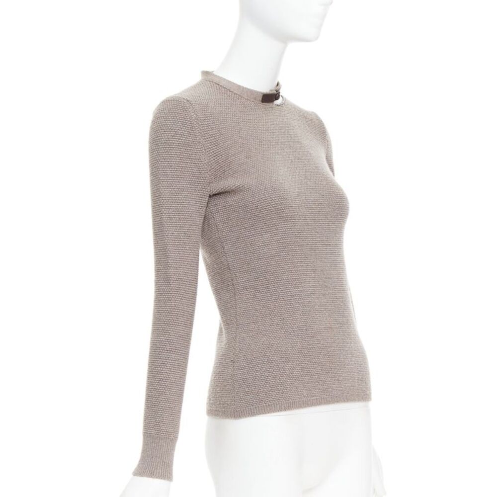 Tom Ford Taupe Wool Leather Sweater - Picture 4 of 9